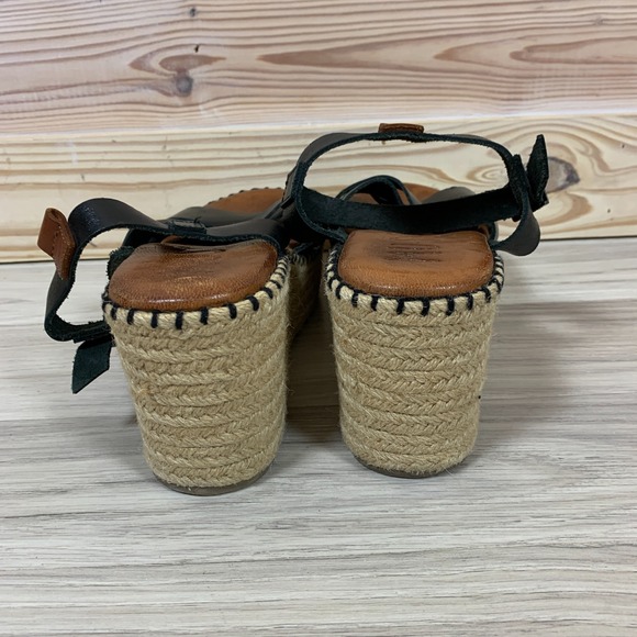 Musse & Cloud Anthropologie Sandal 39 Wedge Black Leather Platform Espadrille - Picture 5 of 10